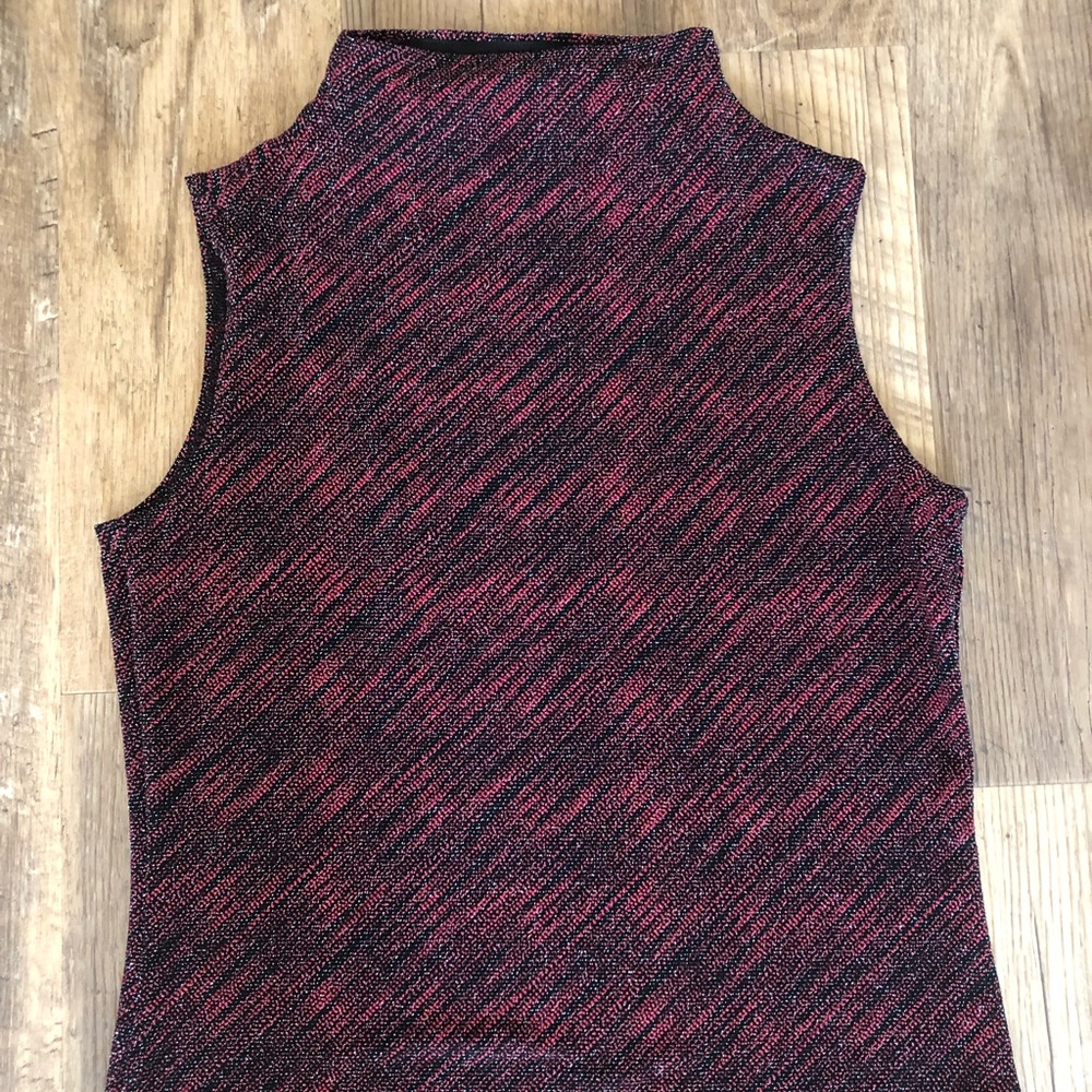 Vintage red black and silver mock neck tank